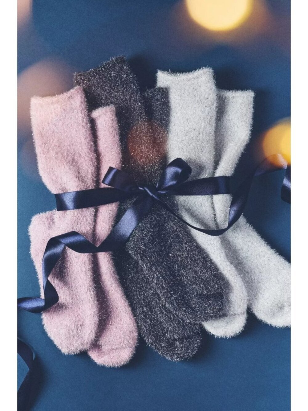 Bombas Sparkle Fuzzy Calf Socks Silver X2 SZ M